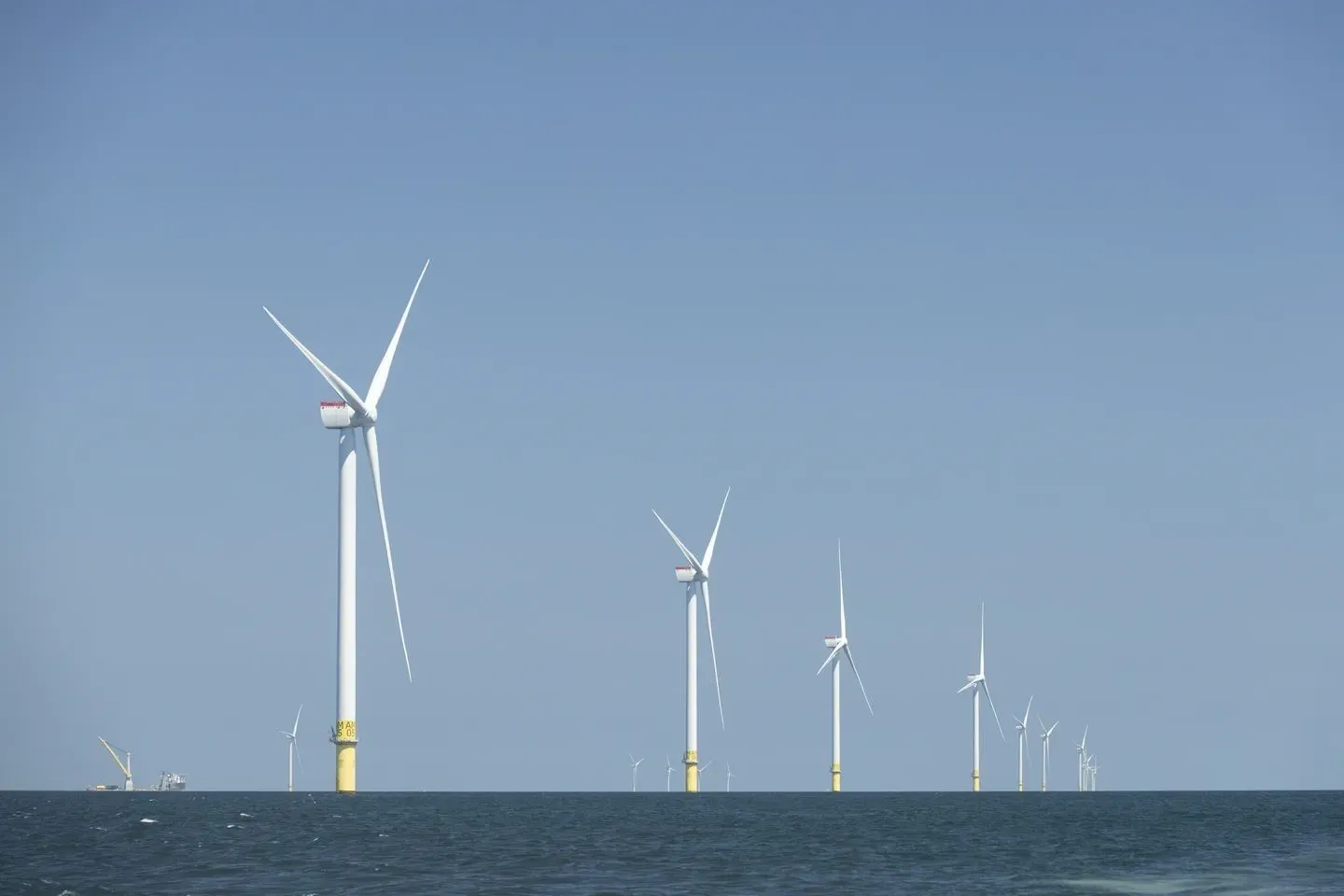 The 704 MW Revolution Wind offshore farm off Rhode Island after all 65 turbines were installed